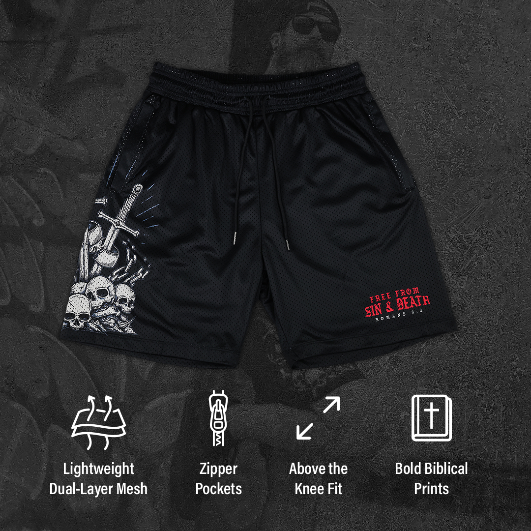 Free From Sin & Death Mesh Shorts