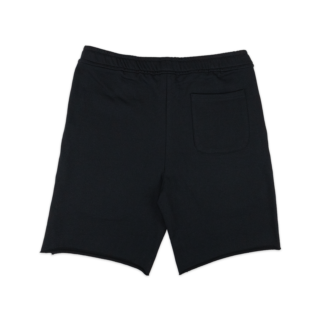 Cut-off sweat shorts with back pocket.