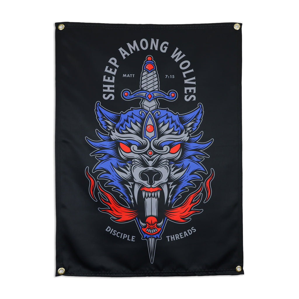 Sheep Among Wolves Wall Flag