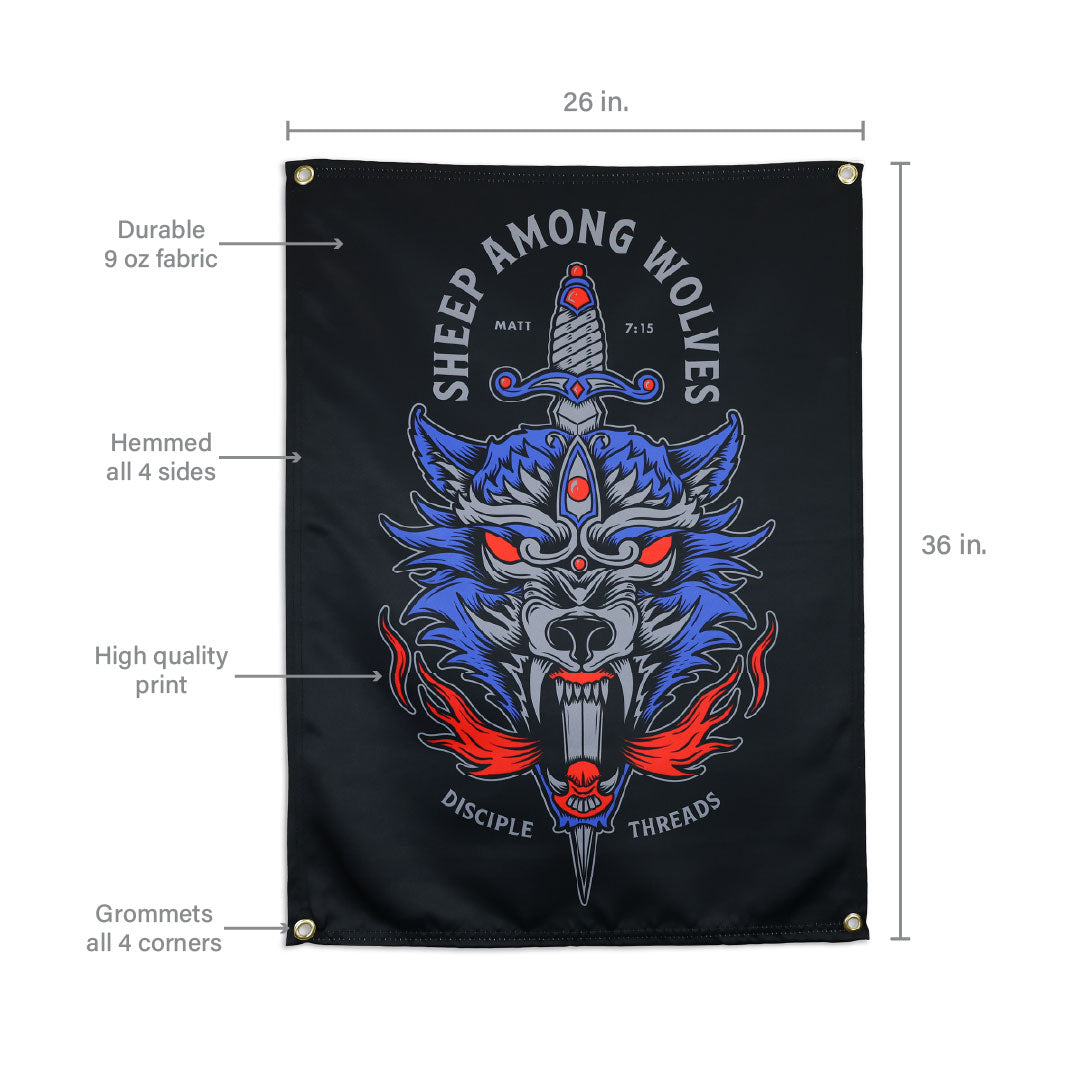 Sheep Among Wolves Wall Flag